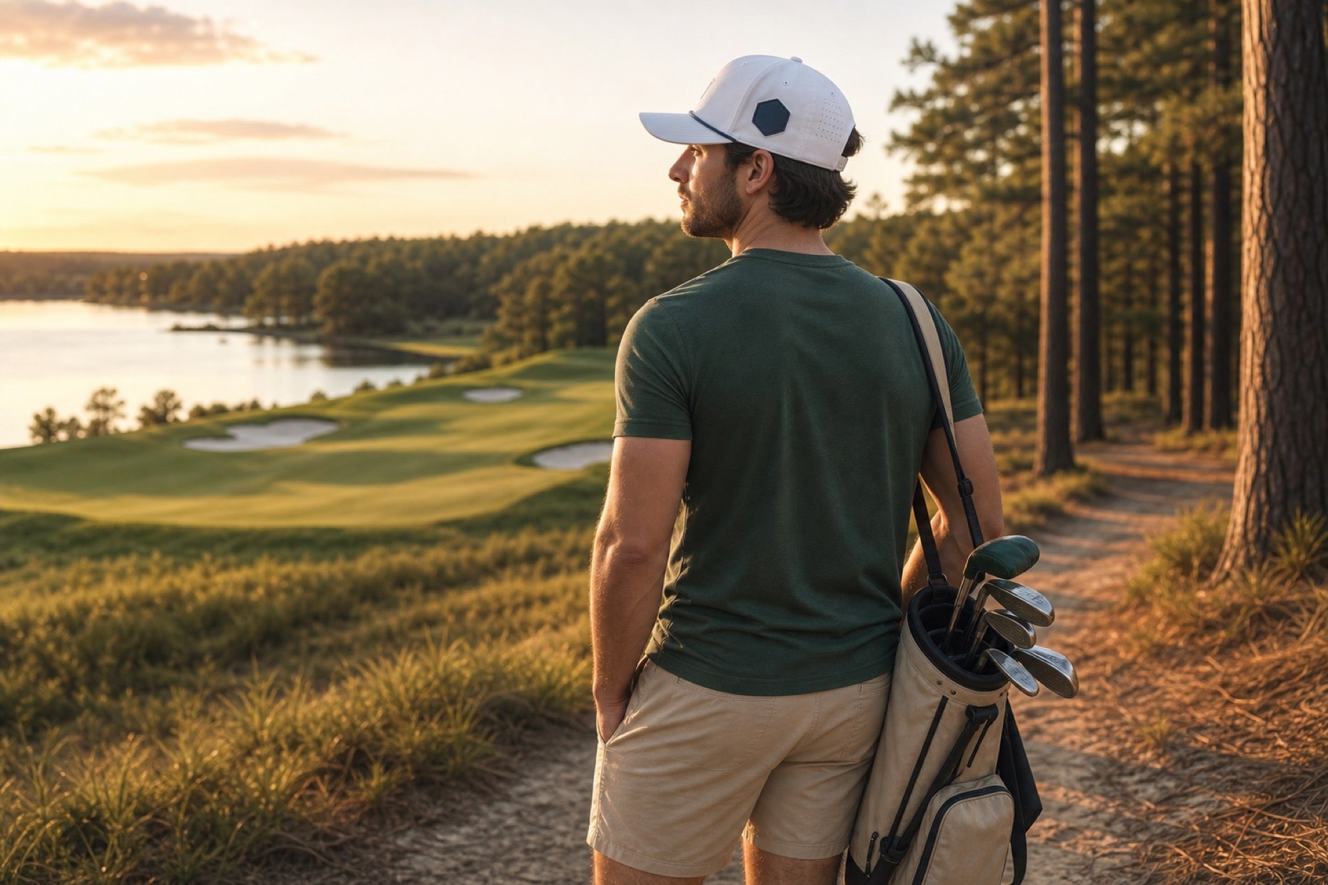 Outdoor golf lifestyle with rope hat
